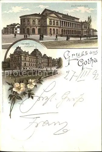 Gotha Thueringen Hoftheater Kaiserl. Postamt / Gotha /Gotha LKR