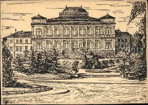 Weimar Thueringen Kuenstlerkarte K. Halboth Museums Anlage / Weimar /Weimar Stadtkreis