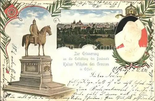 Erfurt Denkmal Kaiser Wilhelm des Grossen Wappen Kat. Erfurt