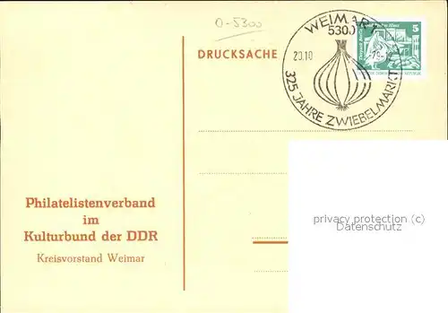 Weimar Thueringen 325 Jahre Zwiebelmarkt Briefmarkenausstellung / Weimar /Weimar Stadtkreis