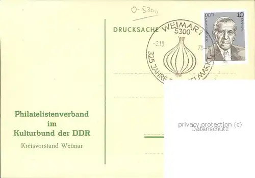 Weimar Thueringen Zwiebelmarkt Kreis-Briefmarkenausstellung / Weimar /Weimar Stadtkreis