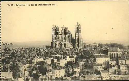 Laon Panorama St. Martinskirche Feldpost Kat. Laon