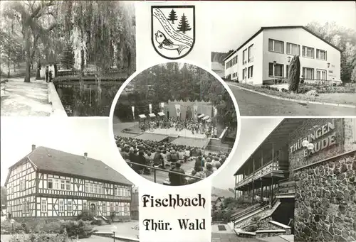 Fischbach Emsetal FDGB Erholungsheim Park Terrasse Fachwerkhaus Thueringer Baude Kat. Emsetal