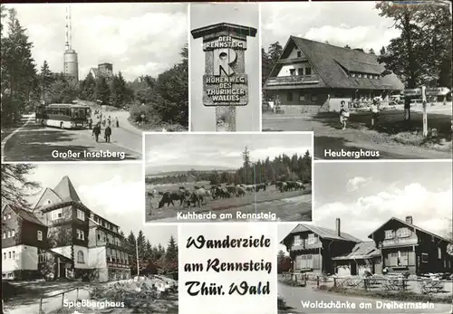 Friedrichroda Gr Inselsberg Heuberghaus Spiessberghaus Waldschaenke Wegweiser Kat. Friedrichroda