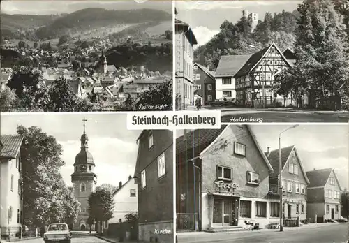 Steinbach Hallenberg Teilansicht Hallenburg Kirche Cafe Kat. Steinbach Hallenberg