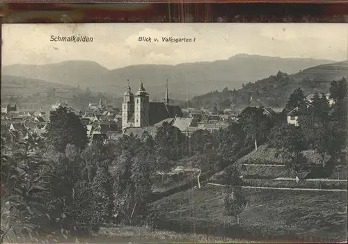 Schmalkalden Panorama mit Volksgarten und Kirche Kat. Schmalkalden