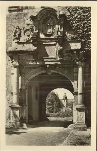 Schmalkalden Blick durchs Schlosstor zur Stadtkirche Kat. Schmalkalden