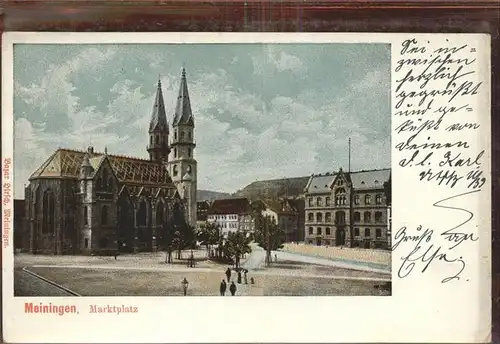 Meiningen Thueringen Marktplatz mit Kirche Kat. Meiningen
