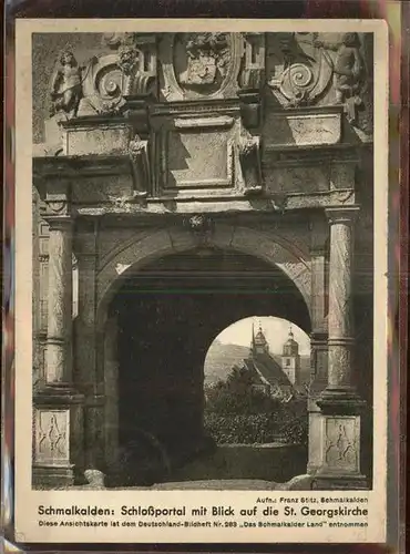 Schmalkalden Schlossportal Blick auf St Georgskirche Kat. Schmalkalden