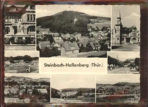 Steinbach Hallenberg Teilansichten mit Ehrenmal Schwimmbad Moosbachtal Arzberg Rathaus  Kat. Steinbach Hallenberg