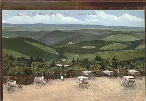 Inselsberg Schmalkalden Herzogl Hotel Gotha Blick von der Terrasse  Kat. Schmalkalden