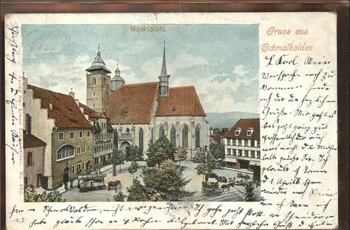 Schmalkalden Marktplatz mit Kirche und Rathaus Kat. Schmalkalden
