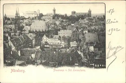 Nuernberg Panorama mit St. Lorenzturm Kat. Nuernberg