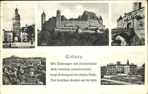 Coburg Ketschentor Veste Schloss Ehrenburg Kat. Coburg