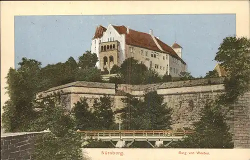 Nuernberg Burg Stadtmauer Bruecke Kat. Nuernberg