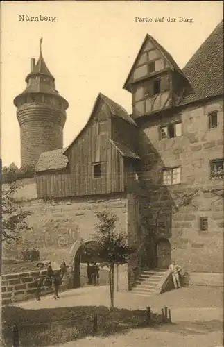 Nuernberg Partie auf der Burg Tor runder Turm Kat. Nuernberg