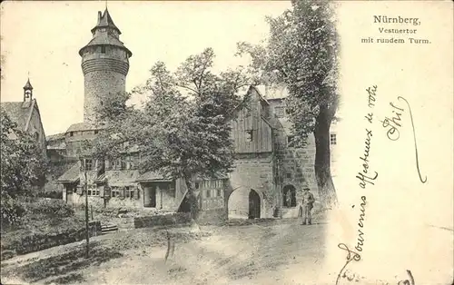 Nuernberg Vestnertor mit rundem Turm Burg Kat. Nuernberg