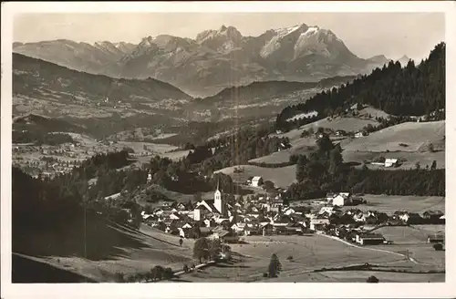 Oberstaufen Panorama mit Blick zum Saentis und Altmann Appenzeller Alpen Kat. Oberstaufen