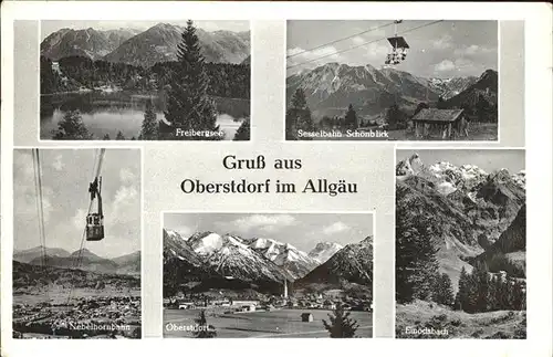 Oberstdorf Freibergsee Sesselbahn Schoenblick Nebelhornbahn Einoedsbach Allgaeuer Alpen Kat. Oberstdorf