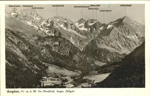 Birgsau Panorama mit Allgaeuer Alpen Kat. Oberstdorf