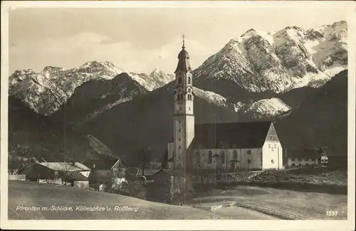 Pfronten Ortsansicht mit Kirche Schlicke Koellespitze Rossberg Allgaeuer Alpen Kat. Pfronten