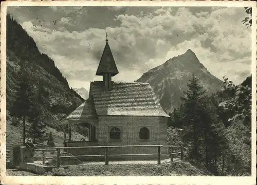 Hindelang Hinterstein Luftkurort Hubertuskapelle am Giebels Allgaeuer Alpen Kupfertiefdruck Kat. Bad Hindelang