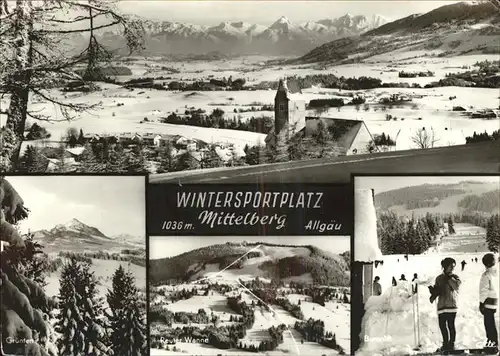 Mittelberg Oy Panorama mit Alpenblick Gruenten Reuter Wanne Wintersportplatz Kat. Oy Mittelberg