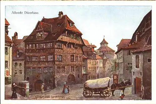 Nuernberg Albrecht Duerer Haus Pferdefuhrwerk Kuenstlerkarte Paul Sollmann Kat. Nuernberg