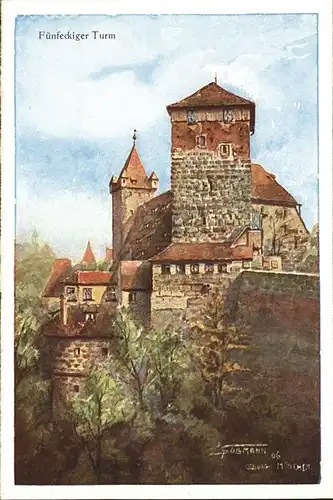 Nuernberg Fuenfeckiger Turm Kuenstlerkarte Paul Sollmann Kat. Nuernberg