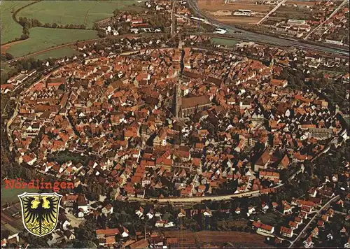 Noerdlingen Fliegeraufnahme Wappen Romantische Strasse Kat. Noerdlingen