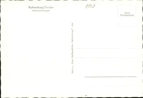 Rothenburg Tauber Kobolzellerbogen Tor Kat. Rothenburg ob der Tauber