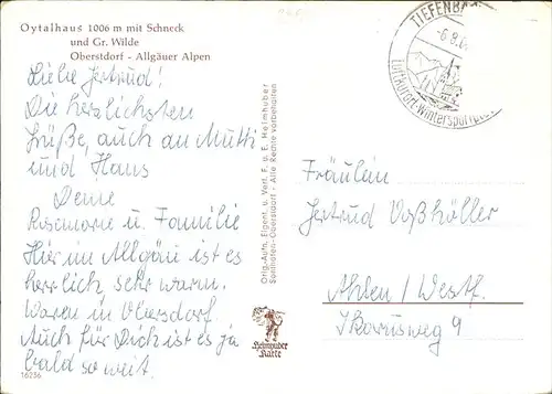 Oberstdorf Oytalhaus mit Schneck und Gr. Wilde Allgaeuer Alpen Kat. Oberstdorf