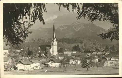 Oberstdorf Ortsansicht mit Kirche Alpenblick Kat. Oberstdorf