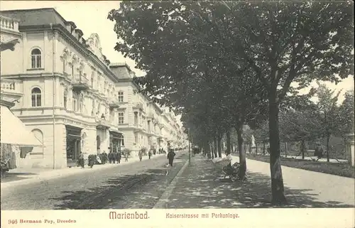 Marienbad Tschechien Kaiserstrasse mit Parkanlage Boehmen Kat. Marianske Lazne