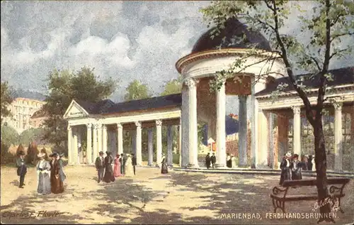 Marienbad Tschechien Ferdinandsbrunnen Boehmen Kuenstlerkarte Kat. Marianske Lazne