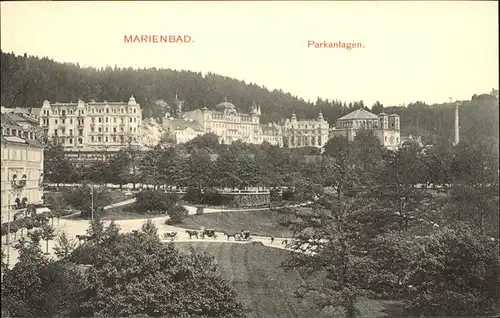 Marienbad Tschechien Parkanlagen Pferdekutsche Boehmen Kat. Marianske Lazne