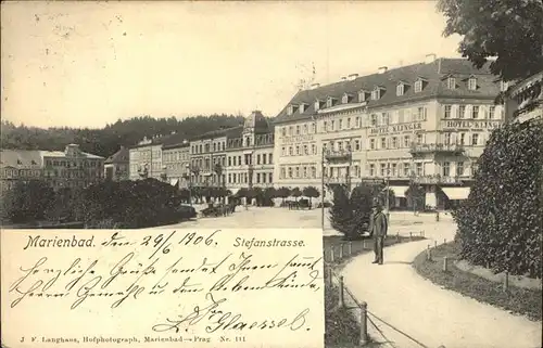 Marienbad Tschechien Stefanstrasse Hotel Klinger Boehmen Kat. Marianske Lazne