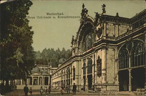 Marienbad Tschechien Neue Colonade und Kreuzbrunnen Boehmen Kat. Marianske Lazne