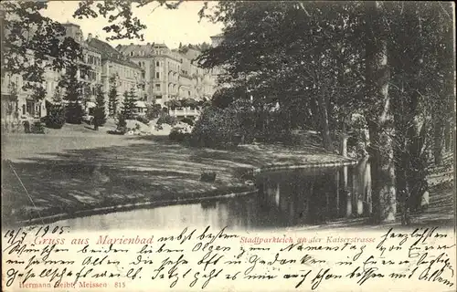 Marienbad Tschechien Stadtparkteich an der Kaiserstrasse Boehmen Kat. Marianske Lazne