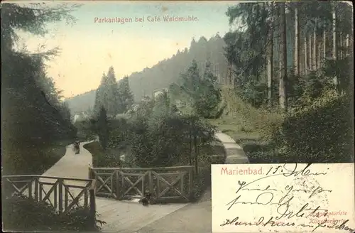 Marienbad Tschechien Parkanlagen beim Cafe Waldmuehle Boehmen Kat. Marianske Lazne