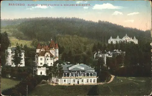 Marienbad Tschechien Blick auf Cafe Bellevue und Schloss Miramonte Boehmen Kat. Marianske Lazne