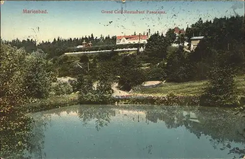 Marienbad Tschechien Grand Cafe Restaurant Panorama Teich Boehmen Kat. Marianske Lazne