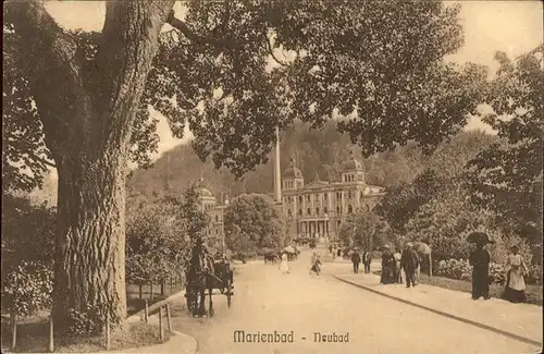 Marienbad Tschechien Neubad Park Pferdekutsche Boehmen Kat. Marianske Lazne