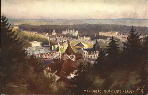 Marienbad Tschechien Blick vom Steinbruch Boehmen Kuenstlerkarte Kat. Marianske Lazne