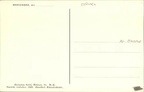 Marienbad Tschechien Waldquellzeile Boehmen handkolorierte Kuenstlerkarte Kat. Marianske Lazne