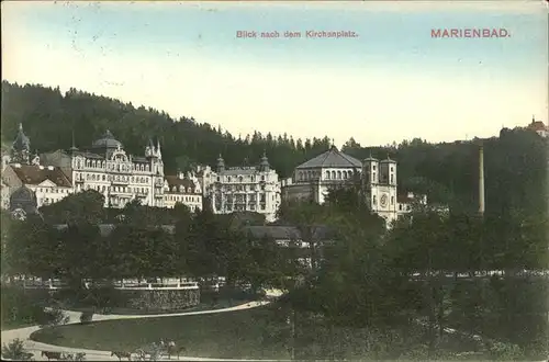 Marienbad Tschechien Blick nach Kirchenplatz Park Boehmen Kat. Marianske Lazne