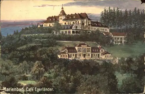 Marienbad Tschechien Hoehenhotel Cafe Egerlaender Boehmen Kuenstlerkarte Kat. Marianske Lazne