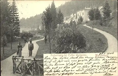 Marienbad Tschechien Parkanlagen mit Caffee Waldmuehle Boehmen Kat. Marianske Lazne