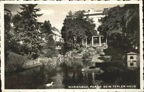 Marienbad Tschechien Partie beim Tepler Haus Teich Ente Boehmen Kat. Marianske Lazne