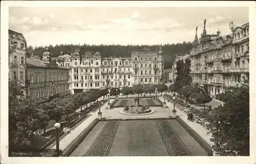 Marienbad Tschechien Schillerplatz mit Tepler Haus Brunnen Boehmen Kat. Marianske Lazne